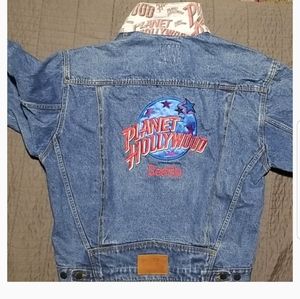 Planet Hollywood denim jacket unique features, L